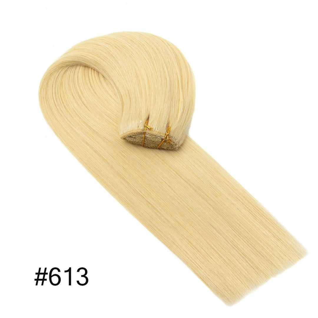"100% Real Remy Human Hair Clip-In Extensions – Double Weft, Seamless Clip-On, 7PCS, 12-24 Inches"