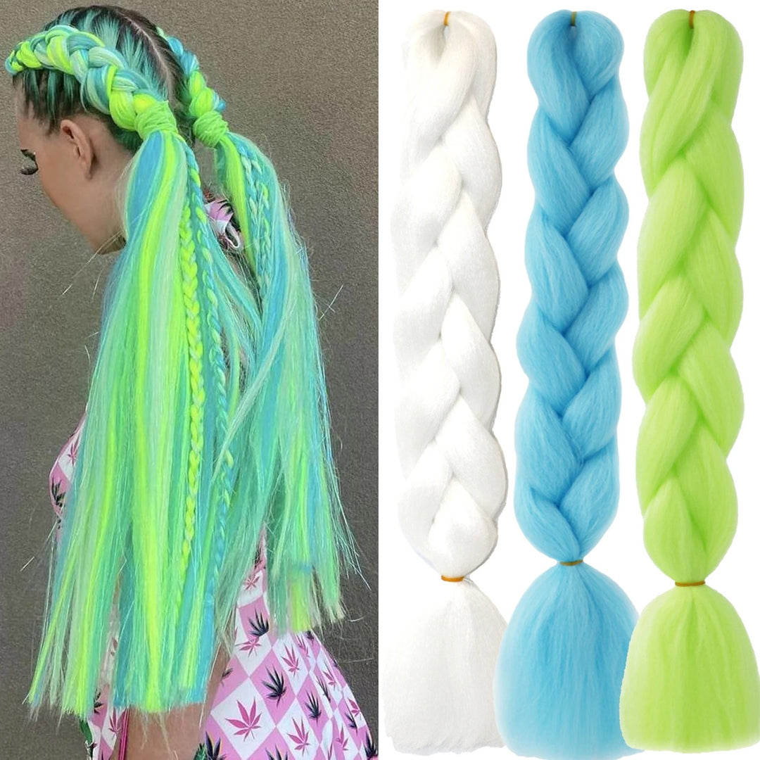Rainbow Jumbo Braiding Hair Extensions – 24 Inch Synthetic Twist Hair (3 Packs)