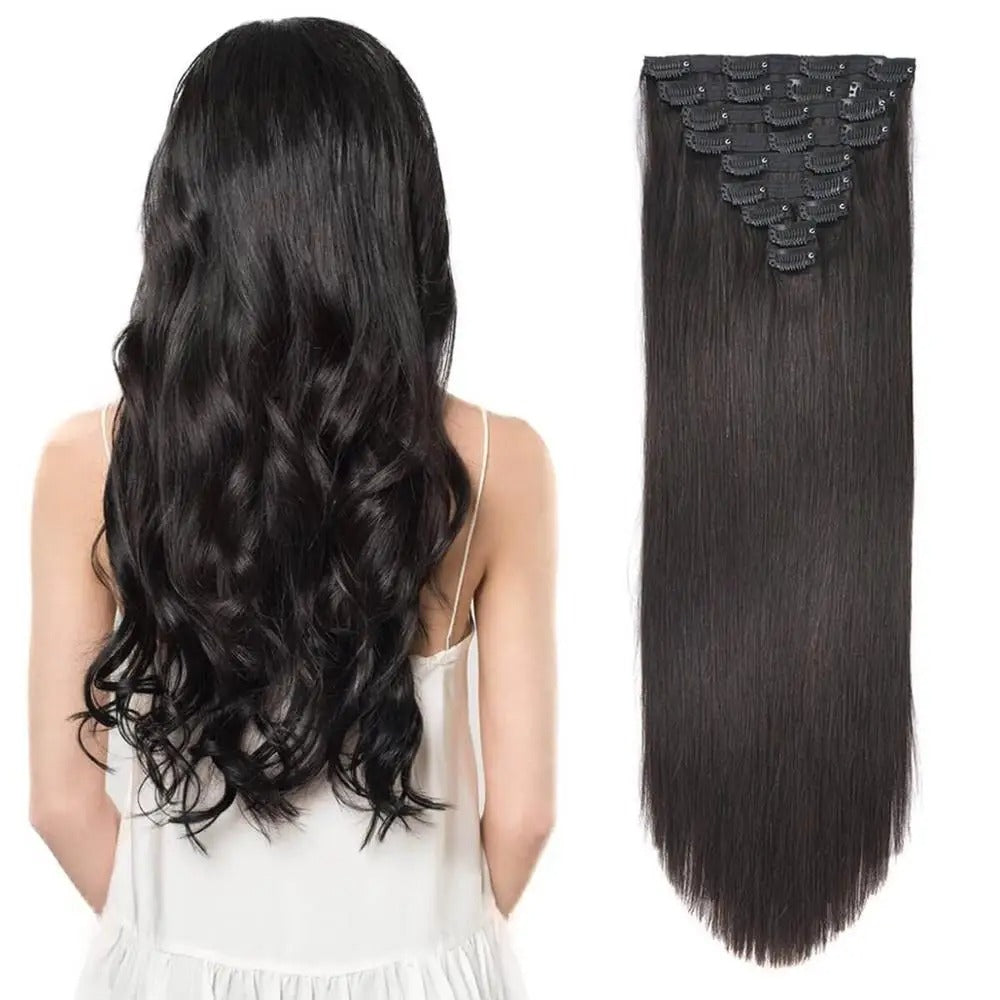 Brazilian Remy Clip-In Hair Extensions – Natural Human Hair, 12–24 Inch, 50g–120g