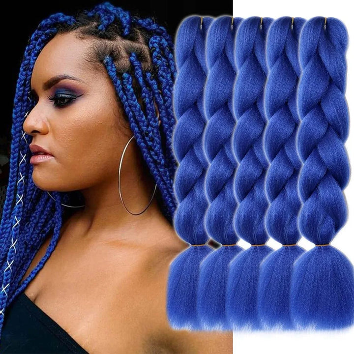 5 Packs Colored Jumbo Braiding Hair Extensions – 24 Inch Synthetic Pre-Stretched Yaki EZ Braid