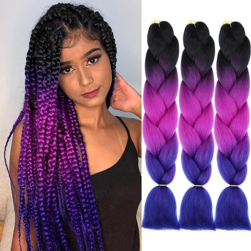 3 Packs 24 Inch Ombre Jumbo Braiding Hair Extensions – High-Temperature Synthetic Fiber