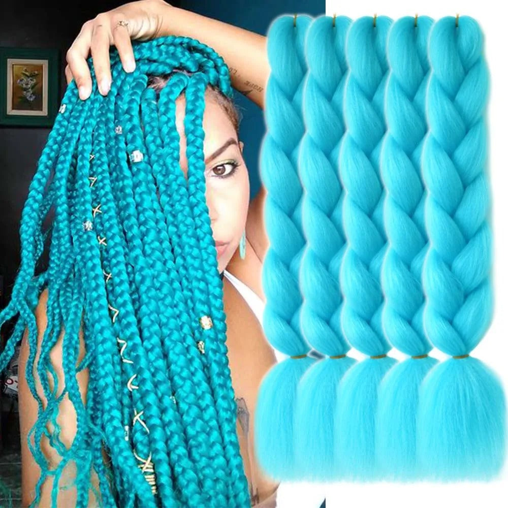 5 Packs Colored Jumbo Braiding Hair Extensions – 24 Inch Synthetic Pre-Stretched Yaki EZ Braid