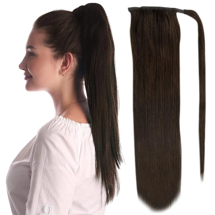 Machine-Made Remy Human Hair Ponytail Extension – 70g/80g Clip-In for White Women