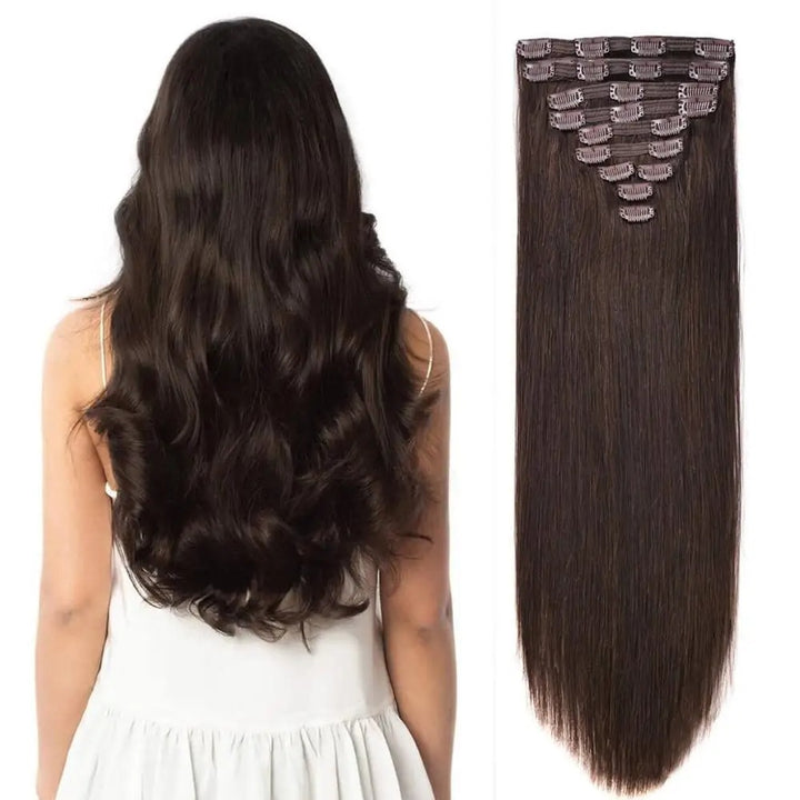 Brazilian Remy Clip-In Hair Extensions – Natural Human Hair, 12–24 Inch, 50g–120g