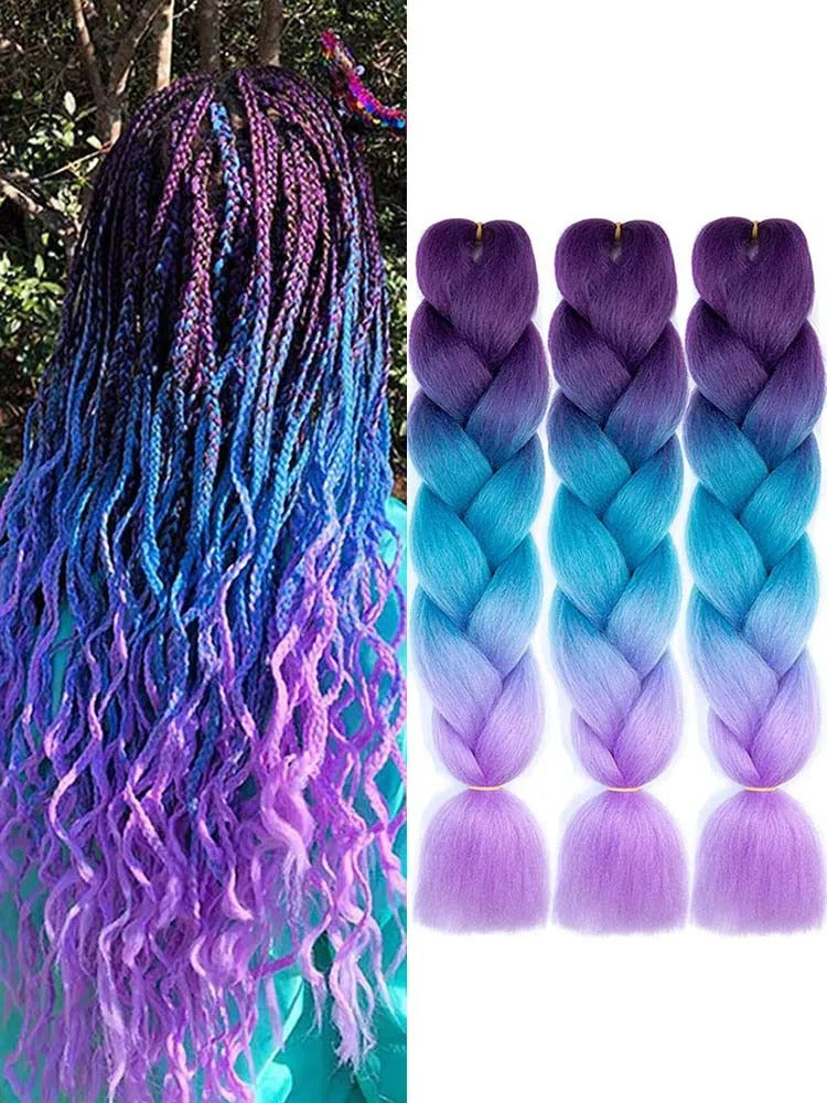 3 Packs 24 Inch Ombre Jumbo Braiding Hair Extensions – High-Temperature Synthetic Fiber