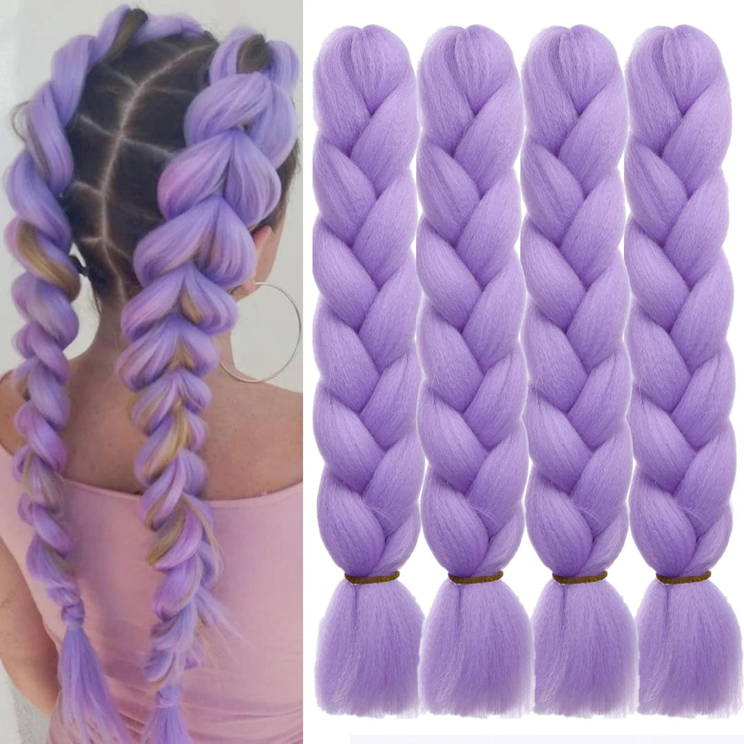 4PCS Jumbo Braiding Hair Extensions – 24 Inch High-Temperature Synthetic Fiber for Crochet & Twist Braids