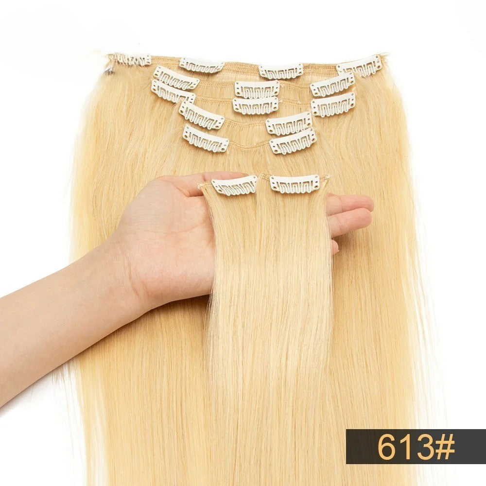 Brazilian Remy Clip-In Hair Extensions – Natural Human Hair, 12–24 Inch, 50g–120g