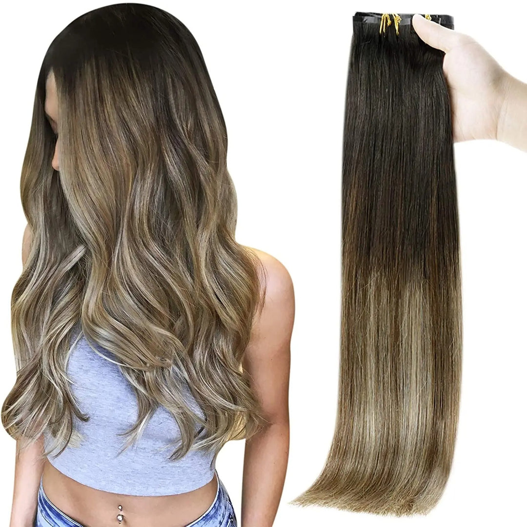 Blonde Seamless Clip-In Hair Extensions – PU Skin Weft, 8PCS, 80g or 100g Remy Human Hair