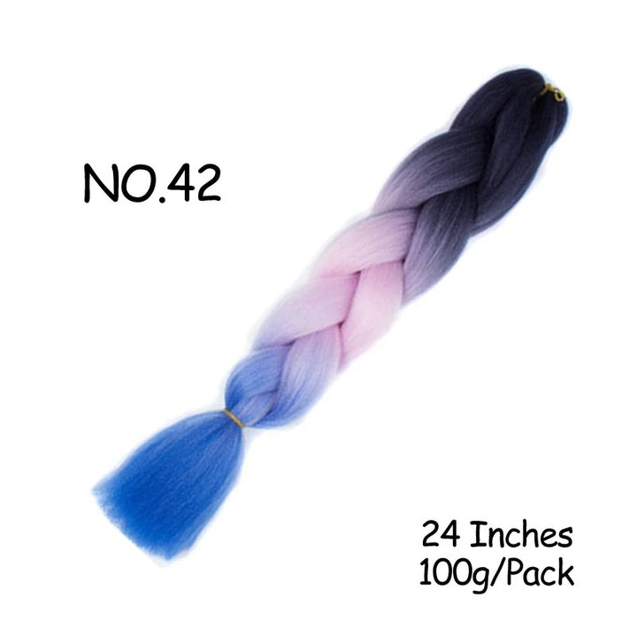 Braided hair extension with gradient color on a white background, labeled 'NO.42' and '24 Inches 100g/Pack'.