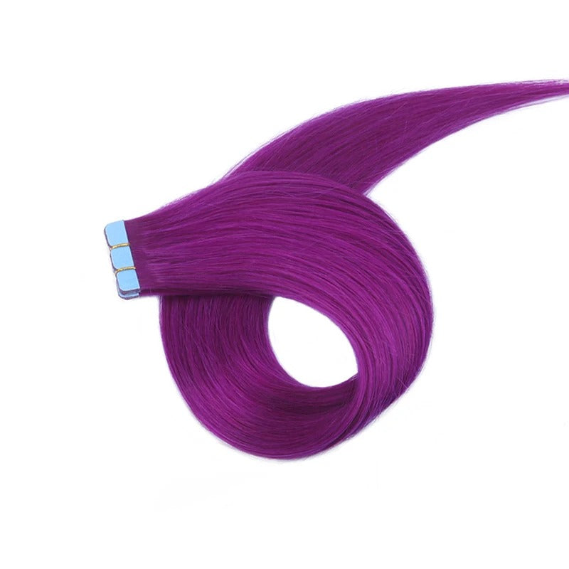 Mini Tape-In Hair Extensions – Green Color | 100% Human Hair Skin Weft | Machine-Remy | 10pcs/Pack | 12–20 Inch