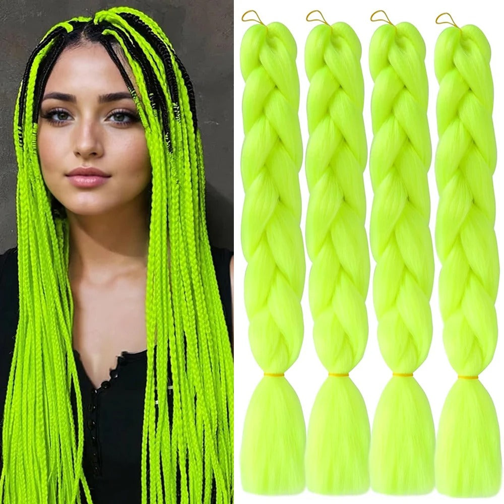4PCS Jumbo Braiding Hair Extensions – 24 Inch High-Temperature Synthetic Fiber for Crochet & Twist Braids