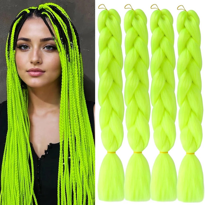 4PCS Jumbo Braiding Hair Extensions – 24 Inch High-Temperature Synthetic Fiber for Crochet & Twist Braids