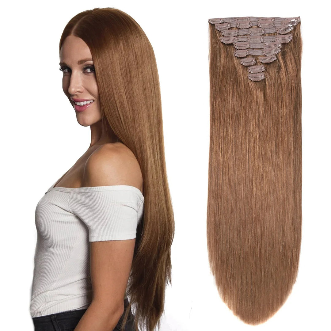 Brazilian Remy Clip-In Hair Extensions – Natural Human Hair, 12–24 Inch, 50g–120g