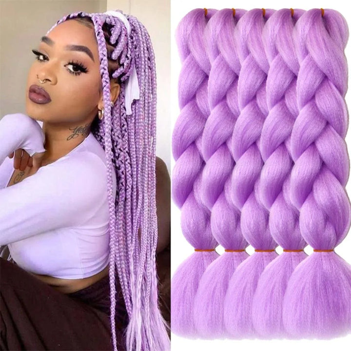 5 Packs Colored Jumbo Braiding Hair Extensions – 24 Inch Synthetic Pre-Stretched Yaki EZ Braid