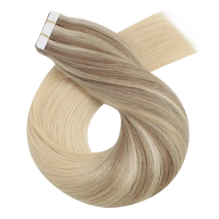 Seamless Blonde Tape-In Hair Extensions – Natural Straight Remy Human Hair