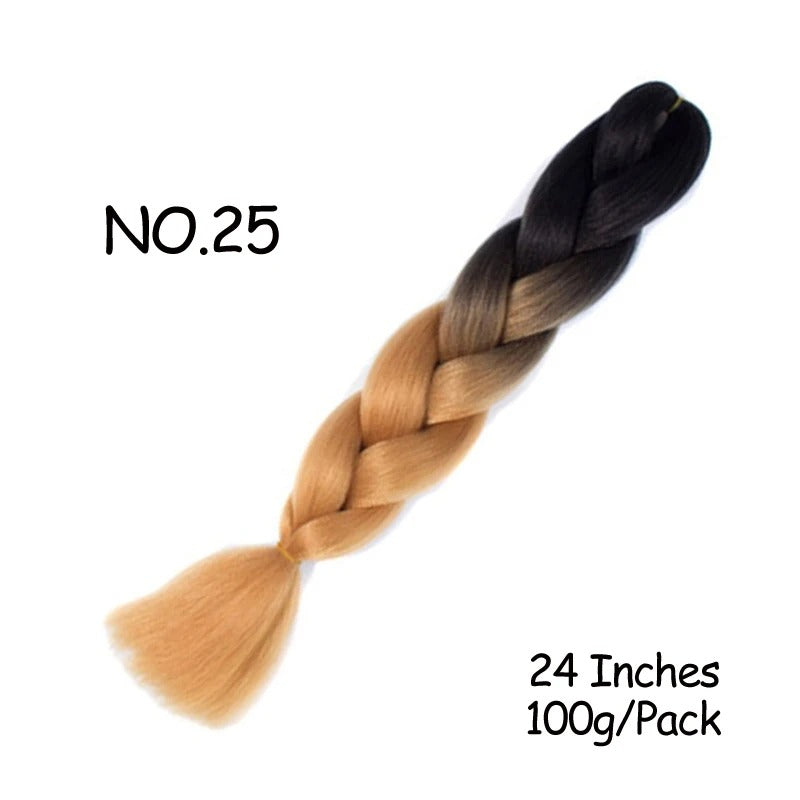 Braided hair extension with gradient color on a white background, labeled 'No. 25'.