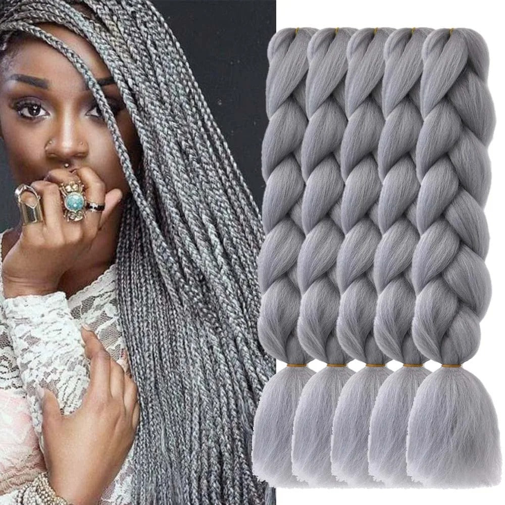 5 Packs Colored Jumbo Braiding Hair Extensions – 24 Inch Synthetic Pre-Stretched Yaki EZ Braid