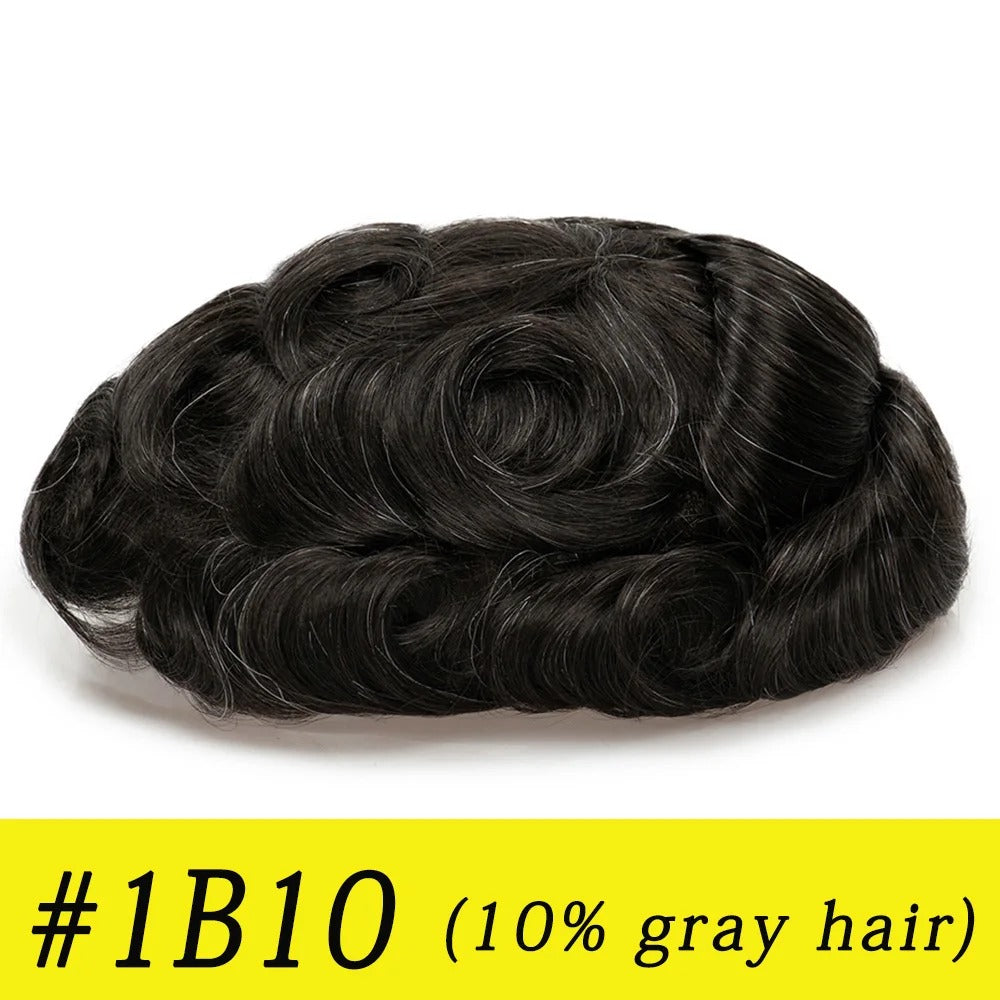 Thin Skin 0.03mm Natural Hair Men’s Toupee – Human Hair Replacement System