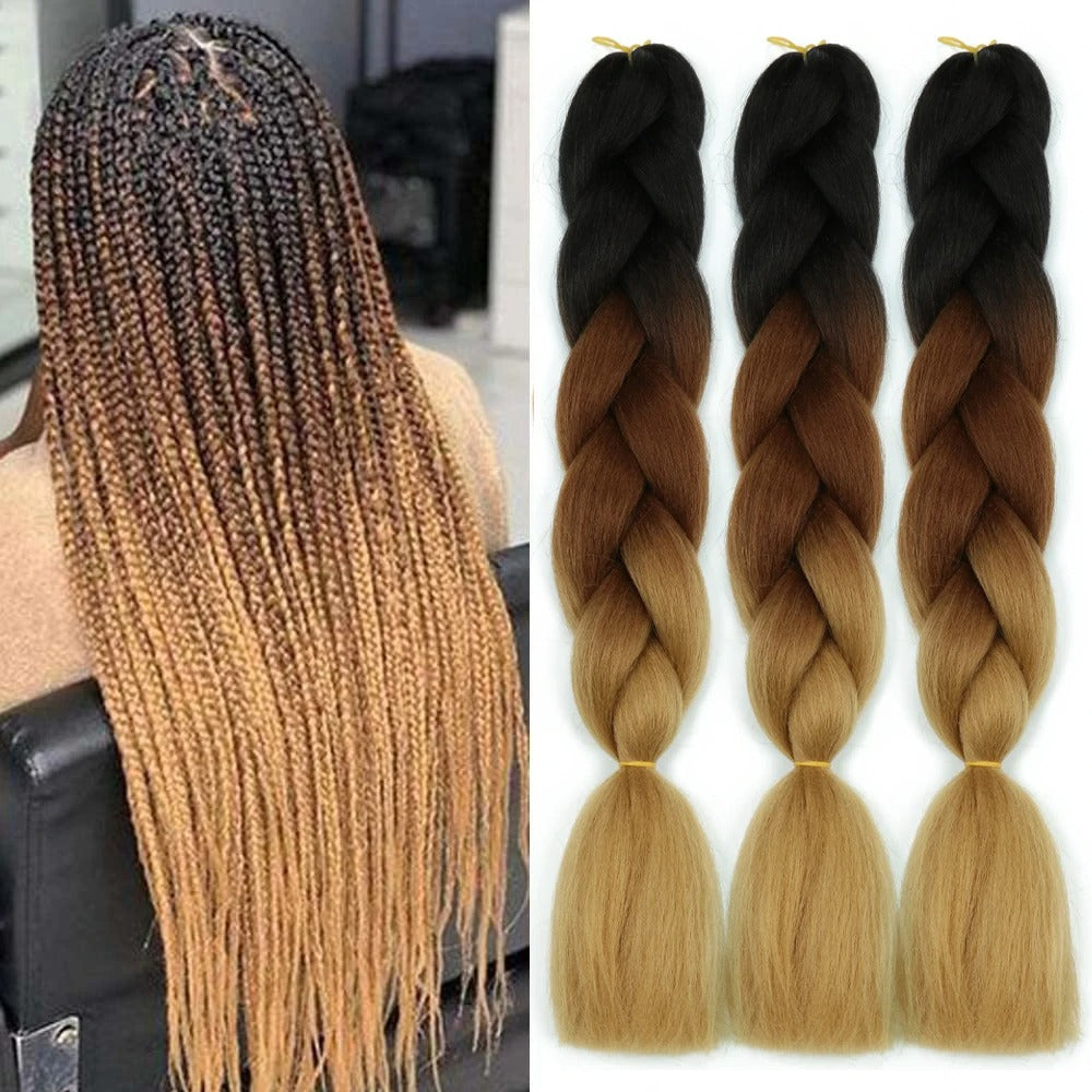 3 Packs 24 Inch Ombre Jumbo Braiding Hair Extensions – High-Temperature Synthetic Fiber