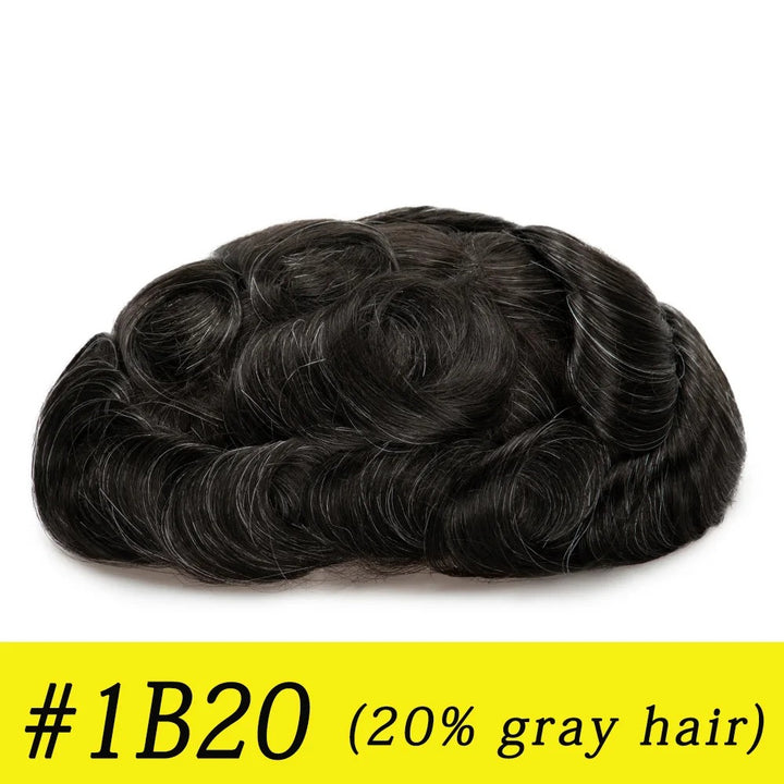 Thin Skin 0.03mm Natural Hair Men’s Toupee – Human Hair Replacement System