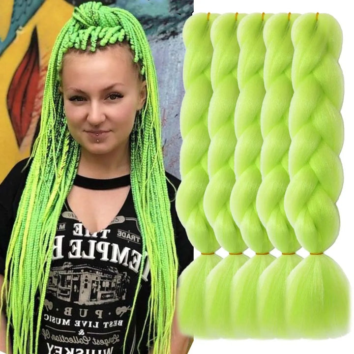 5 Packs Colored Jumbo Braiding Hair Extensions – 24 Inch Synthetic Pre-Stretched Yaki EZ Braid