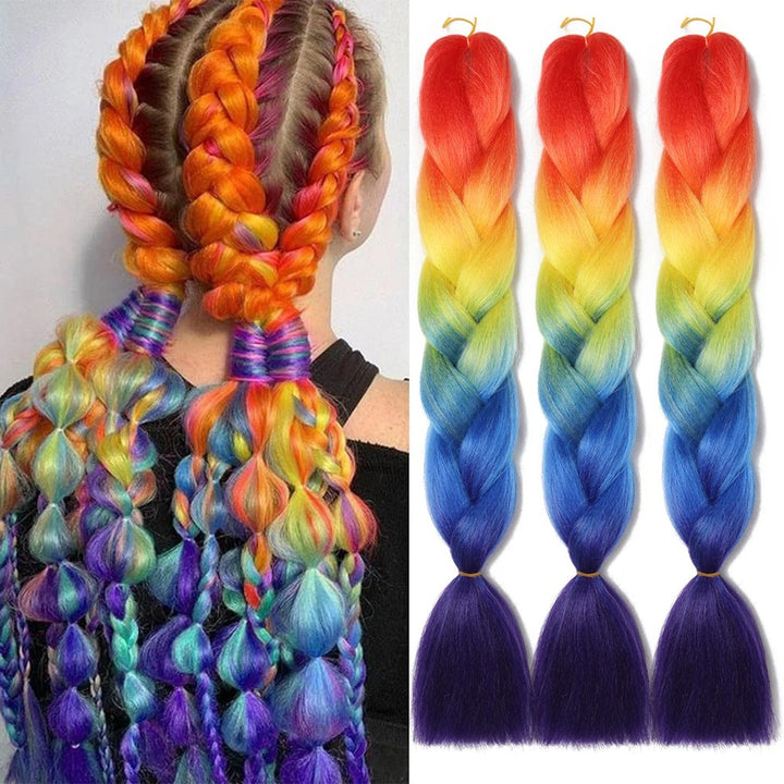 3 Packs 24 Inch Ombre Jumbo Braiding Hair Extensions – High-Temperature Synthetic Fiber