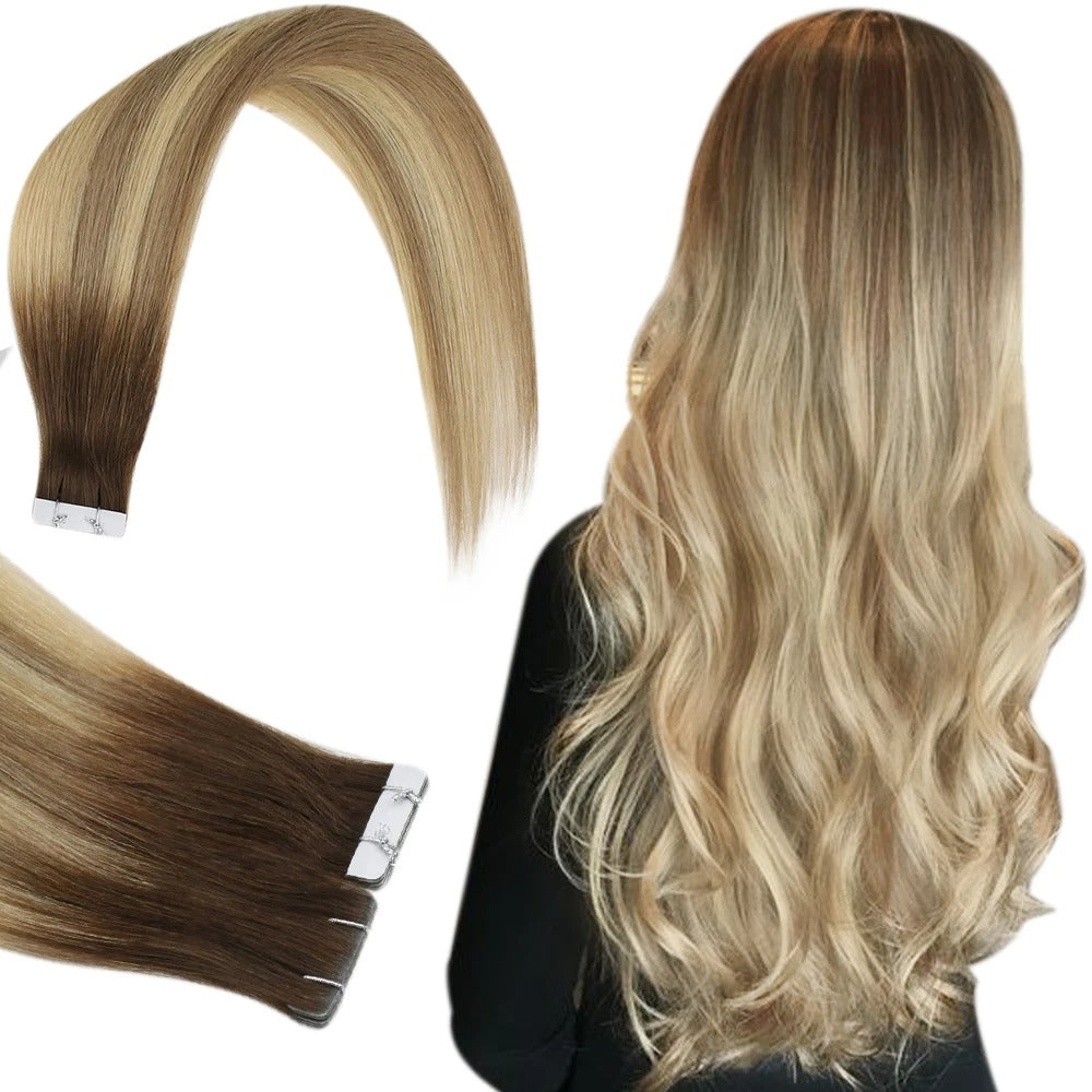 Luxury Injection Tape-In Extensions – Virgin Double Drawn Human Hair, Seamless PU Skin Weft, Natural Straight