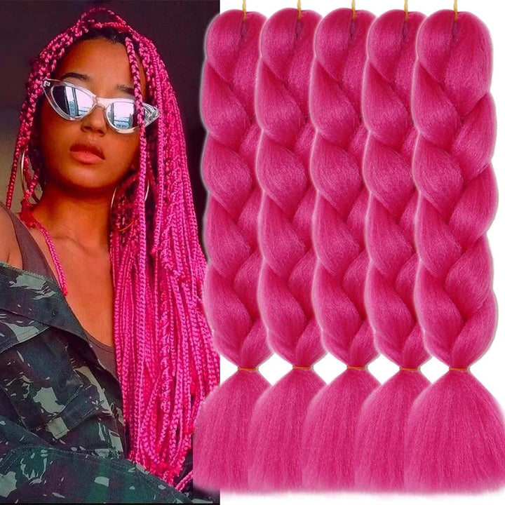 5 Packs Colored Jumbo Braiding Hair Extensions – 24 Inch Synthetic Pre-Stretched Yaki EZ Braid