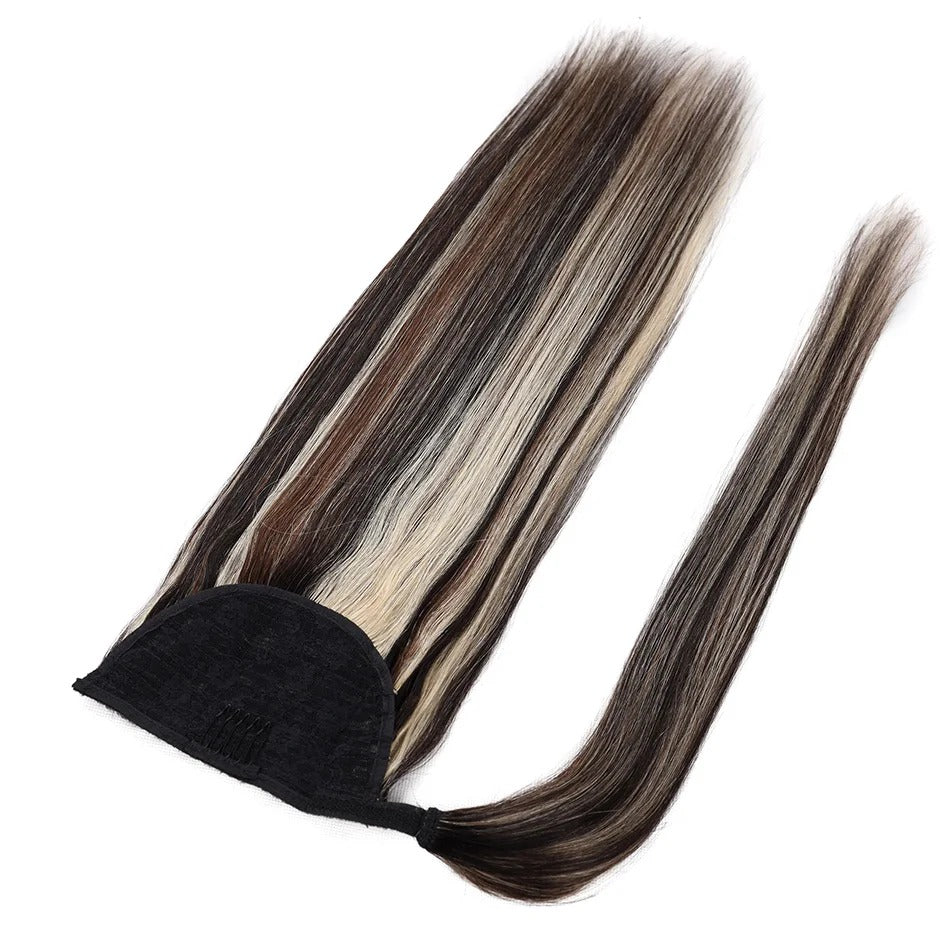 100% Human Hair Brazilian Straight Ponytail Extension Length Options: 20” | 22” | 24” | 26”