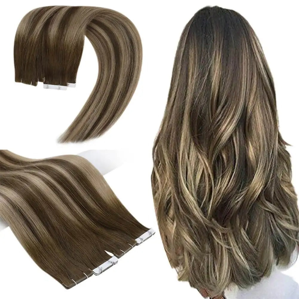 Luxury Injection Tape-In Extensions – Virgin Double Drawn Human Hair, Seamless PU Skin Weft, Natural Straight