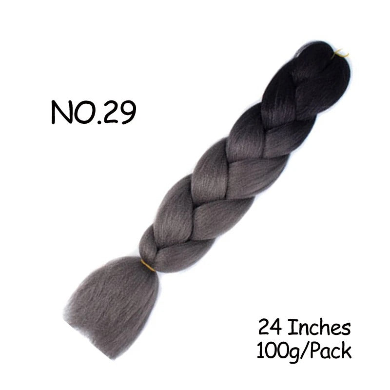 Braided hair extension labeled 'No. 29' with size and weight information on a white background