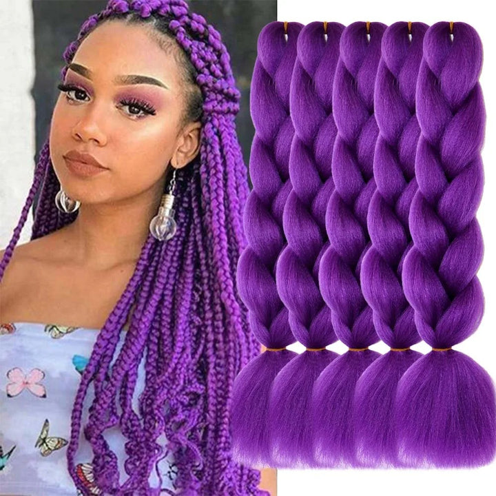 5 Packs Colored Jumbo Braiding Hair Extensions – 24 Inch Synthetic Pre-Stretched Yaki EZ Braid