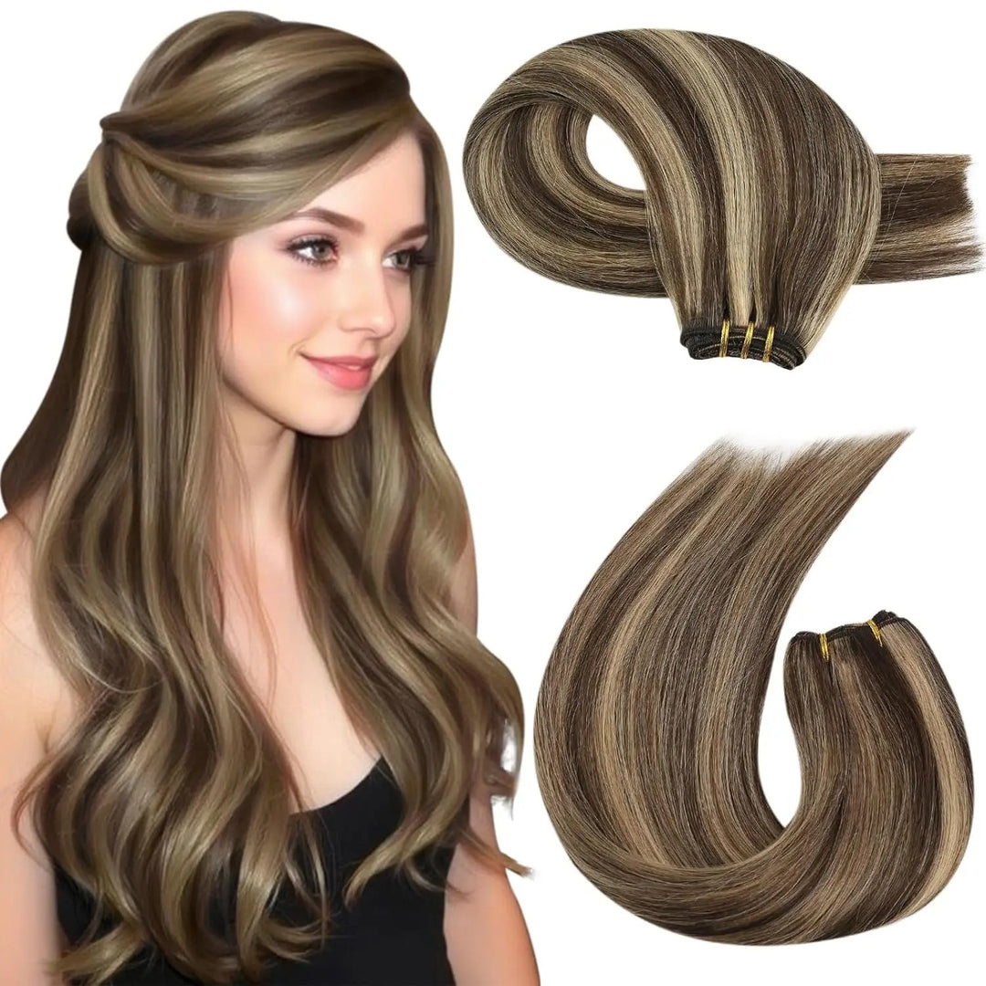 Brazilian Remy Human Hair Wefts – Natural Straight Machine Weaving Bundles (100g Each)