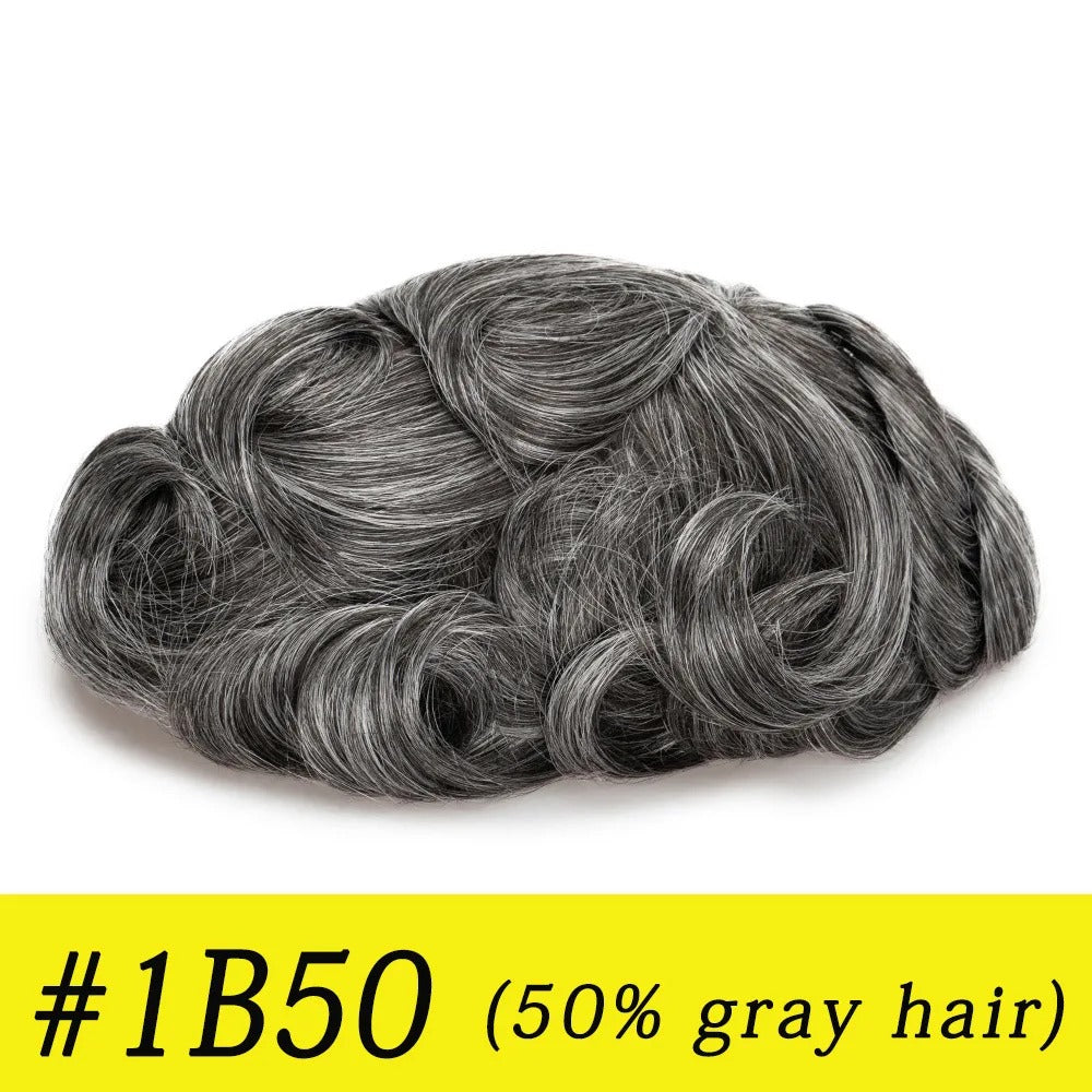 Thin Skin 0.03mm Natural Hair Men’s Toupee – Human Hair Replacement System