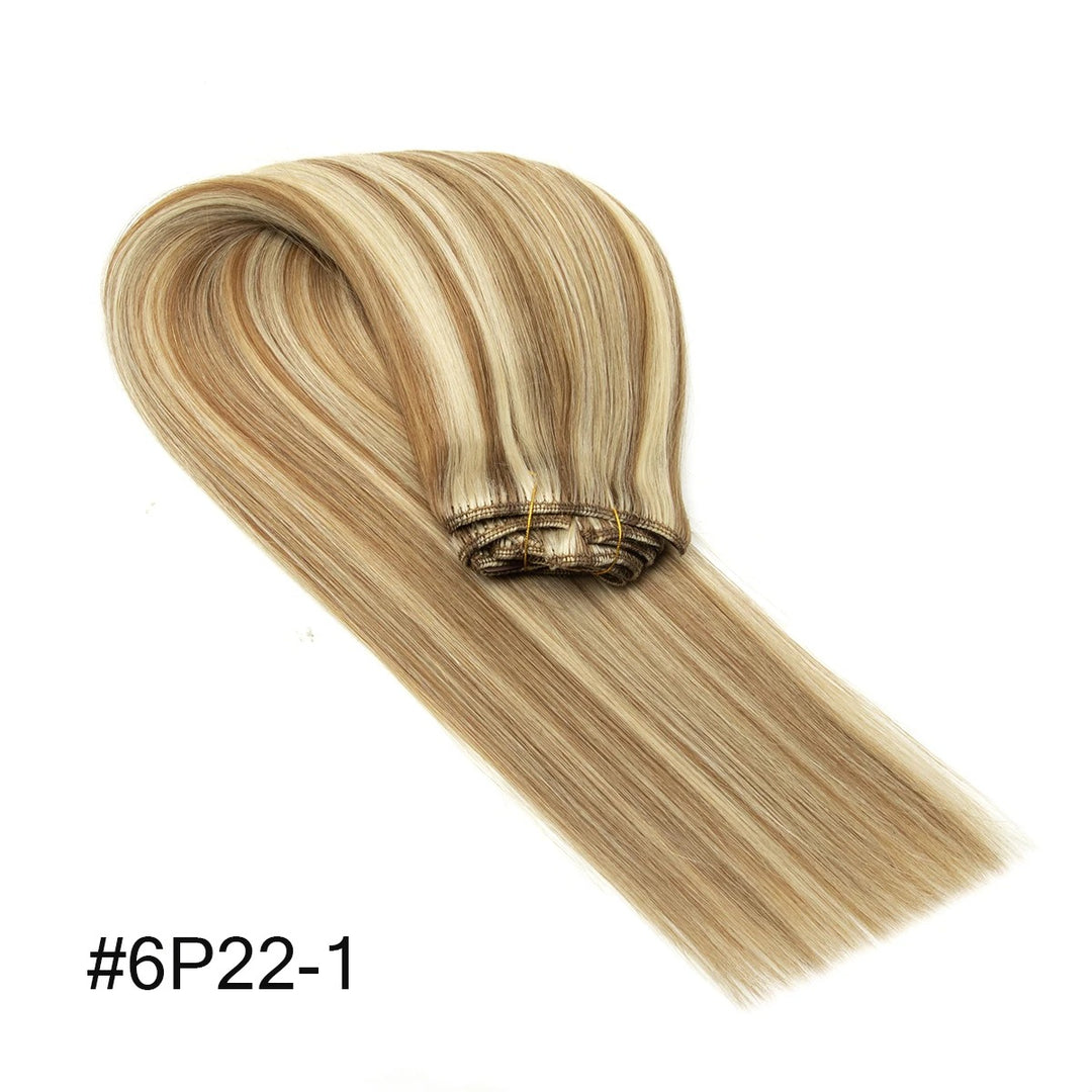 "100% Real Remy Human Hair Clip-In Extensions – Double Weft, Seamless Clip-On, 7PCS, 12-24 Inches"