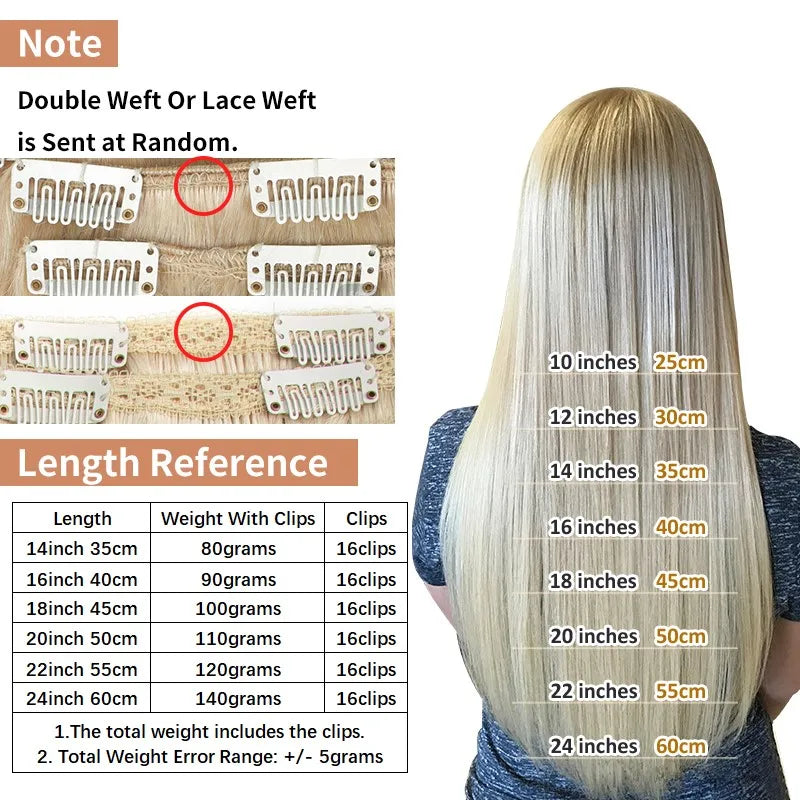 Clip-In Hair Extensions – 100% Real Remy Human Hair | Double Weft 7PCS Full Head Set for Natural Volume & Length