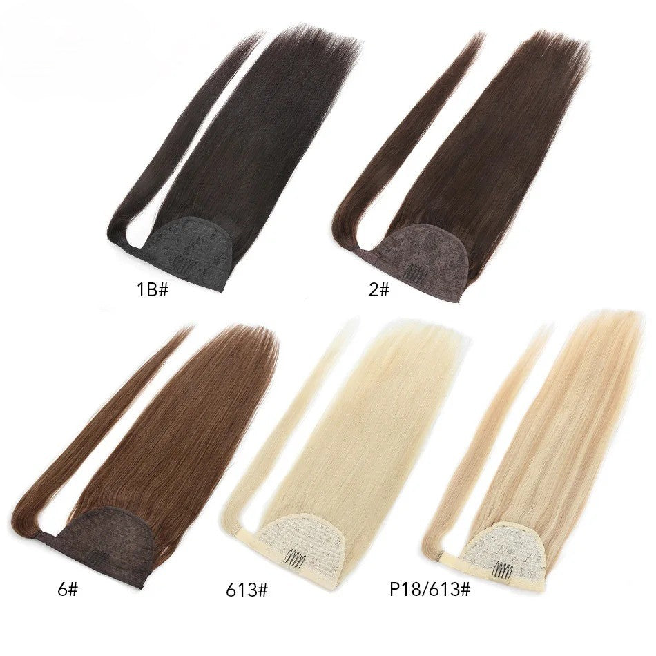 100% Human Hair Brazilian Straight Ponytail Extension Length Options: 20” | 22” | 24” | 26”