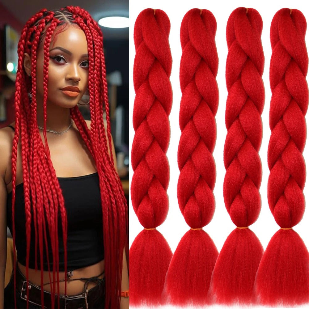 4PCS Jumbo Braiding Hair Extensions – 24 Inch High-Temperature Synthetic Fiber for Crochet & Twist Braids