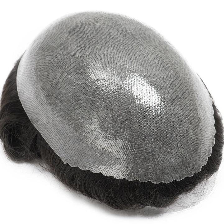 Strong K-Skin Base Men Capillary Prosthesis 0.12Mm Durable Men Toupee Double Knot Pu Male Wig Natural Skin Human Hair System