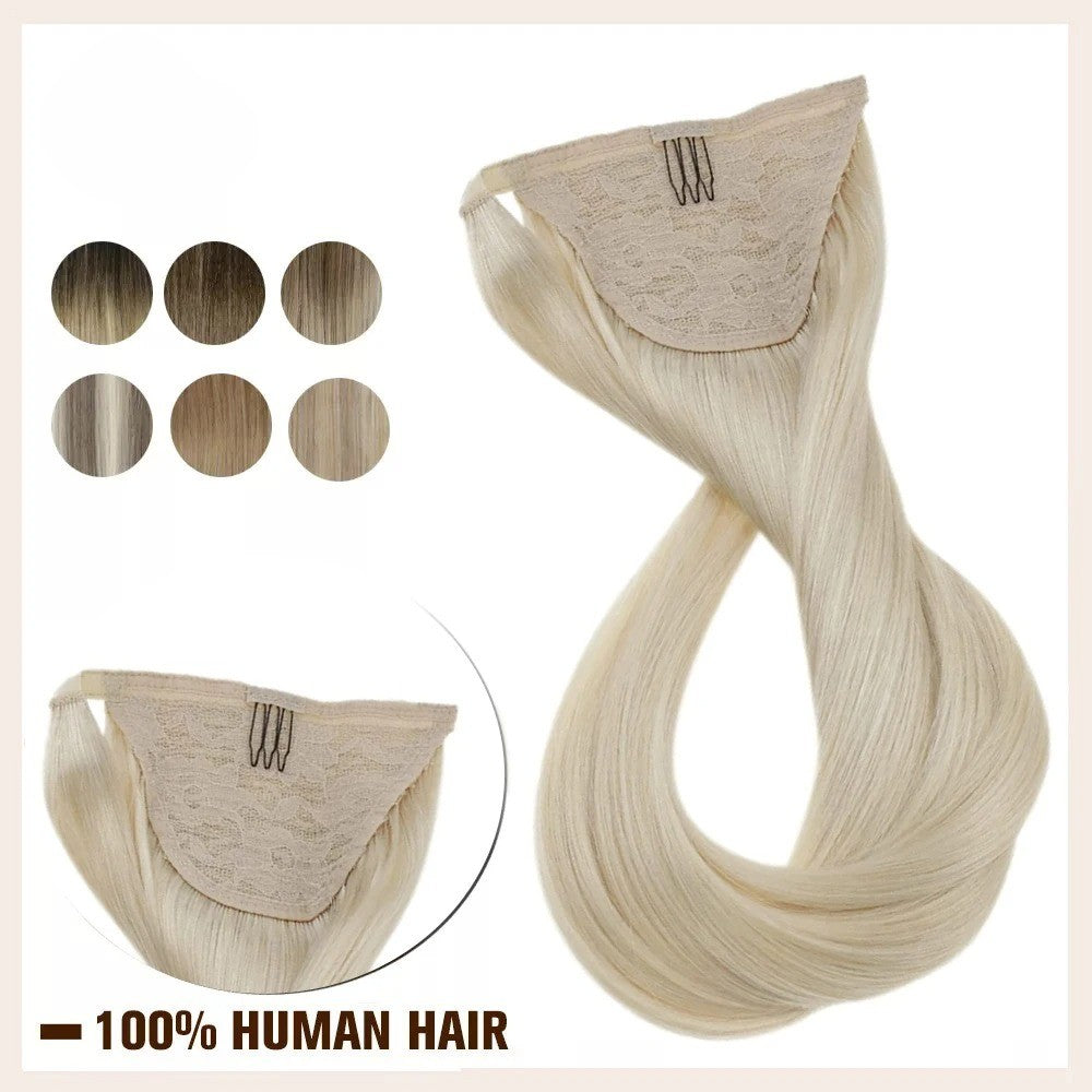 Machine-Made Remy Human Hair Ponytail Extension – 70g/80g Clip-In for White Women