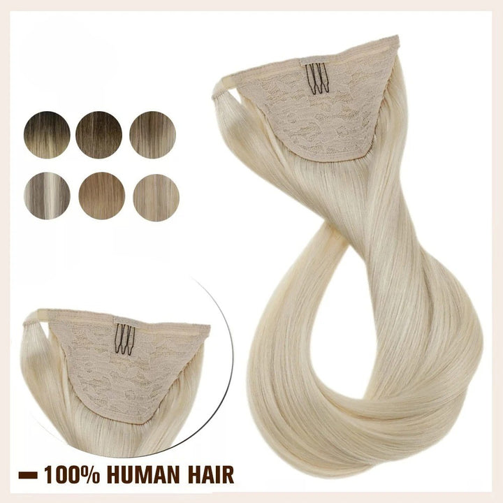 Machine-Made Remy Human Hair Ponytail Extension – 70g/80g Clip-In for White Women