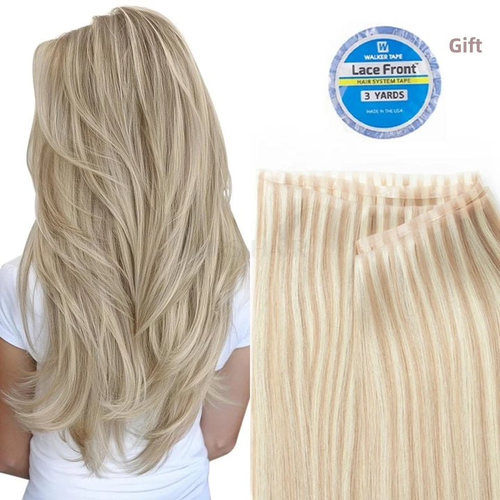 Invisible PU Tape-In Hair Extensions – Injected Skin Weft Human Hair, Seamless No-Glue Tape-On Weft Bundles for Natural Look