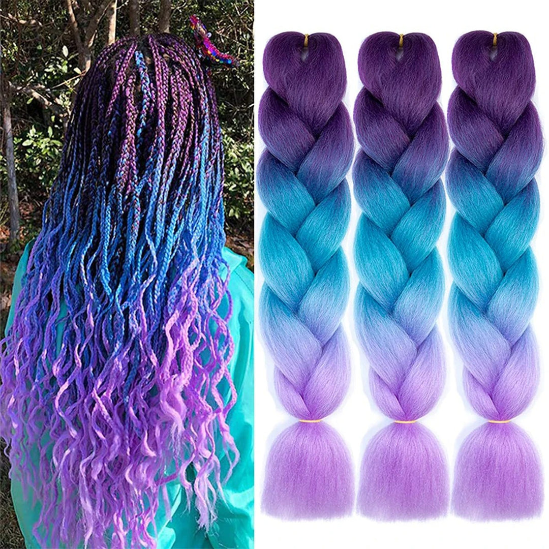 African Ombre Braiding Hair Extensions – Pre-Stretched Synthetic Crochet Hair (3 Packs)