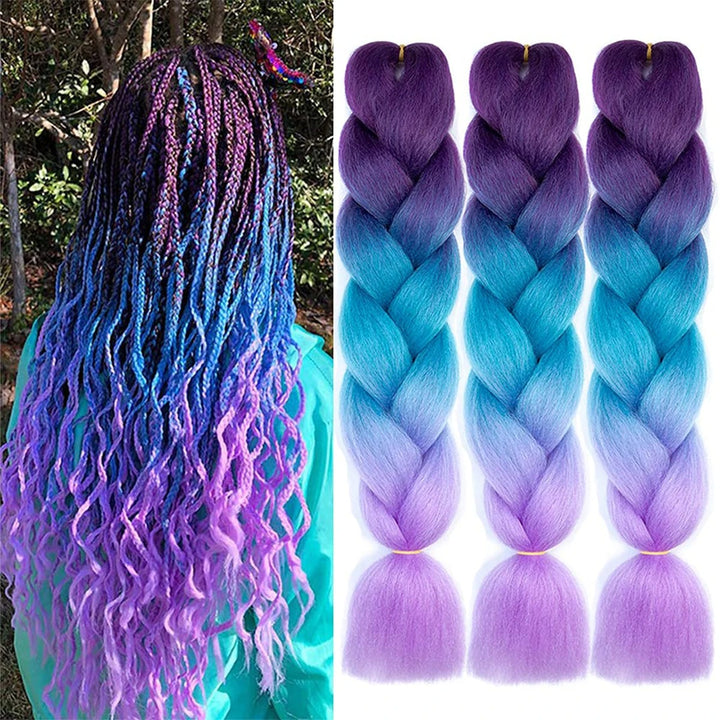 African Ombre Braiding Hair Extensions – Pre-Stretched Synthetic Crochet Hair (3 Packs)