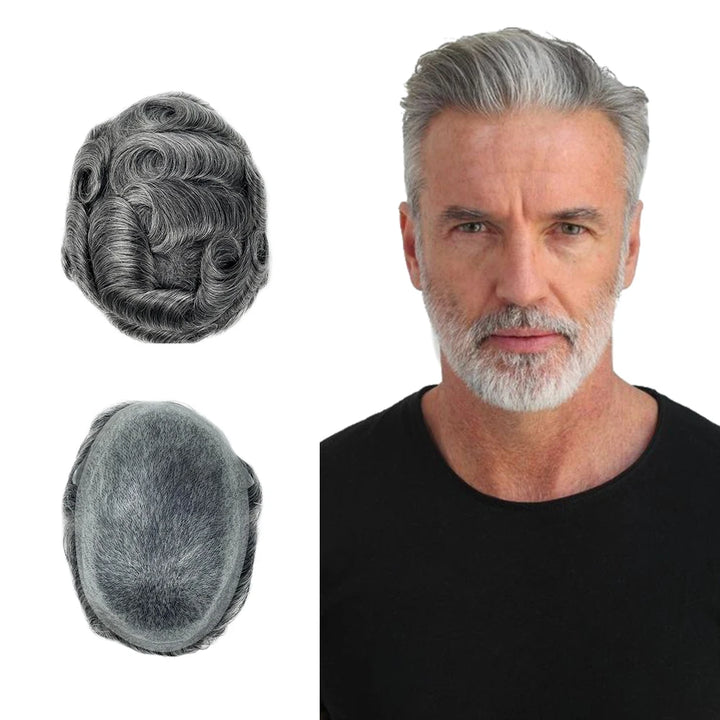 Thin Skin 0.03mm Natural Hair Men’s Toupee – Human Hair Replacement System