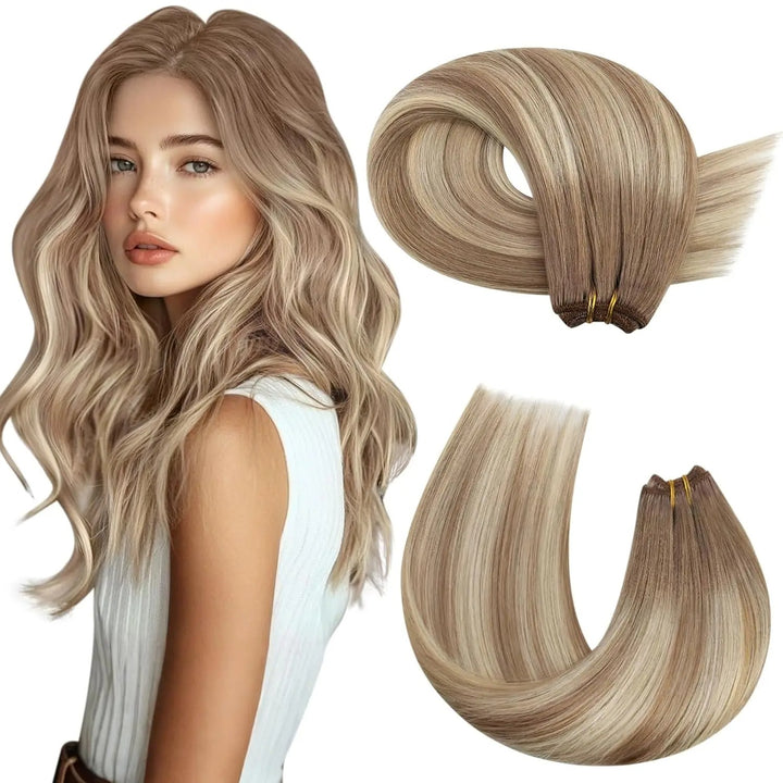 Brazilian Remy Human Hair Wefts – Natural Straight Machine Weaving Bundles (100g Each)