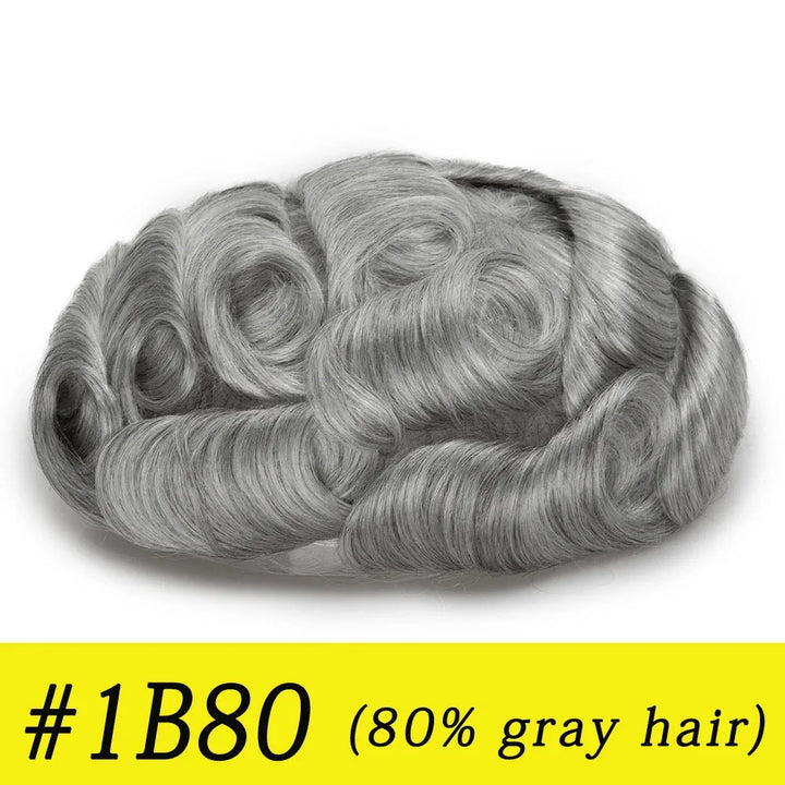 Thin Skin 0.03mm Natural Hair Men’s Toupee – Human Hair Replacement System