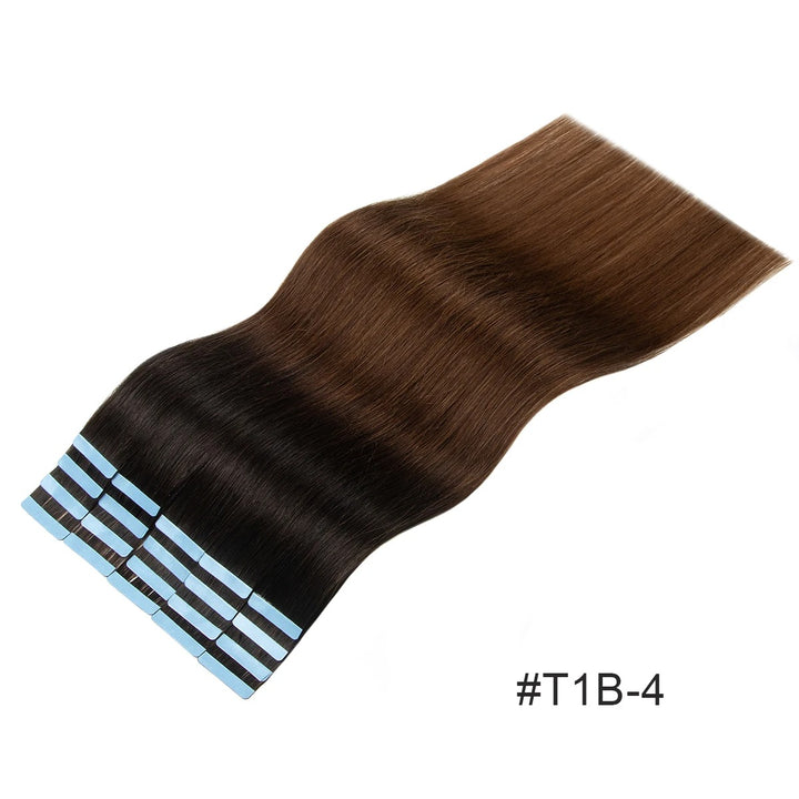 Tape-In Hair Extensions – 100% Remy Human Hair Skin Weft, Natural Seamless Tape-Ins, 12–24 Inch, 40–50g/Pack