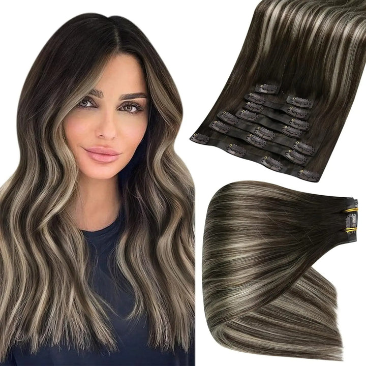 Blonde Seamless Clip-In Hair Extensions – PU Skin Weft, 8PCS, 80g or 100g Remy Human Hair