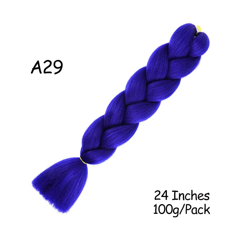 24 Inch Synthetic Braiding Hair Extensions – 10PCS Jumbo Braids in Black & Brown Colors